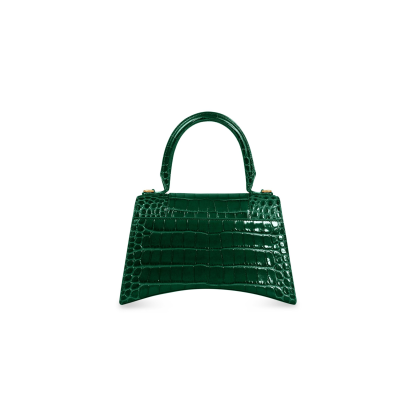 WOMEN'S HOURGLASS SMALL HANDBAG CROCODILE EMBOSSED IN FOREST GREEN
